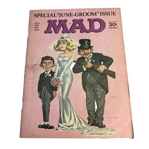 Mad Magazine No. 104 July 1966 USA Humor/Satire Shotgun Wedding Cover VTG-Good